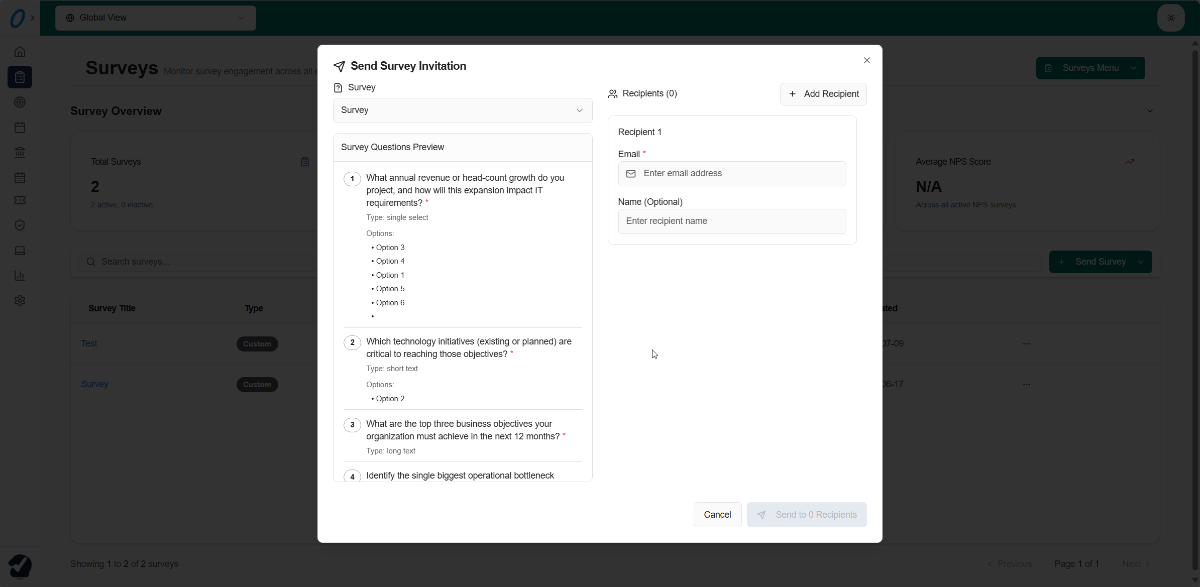 Survey screenshot